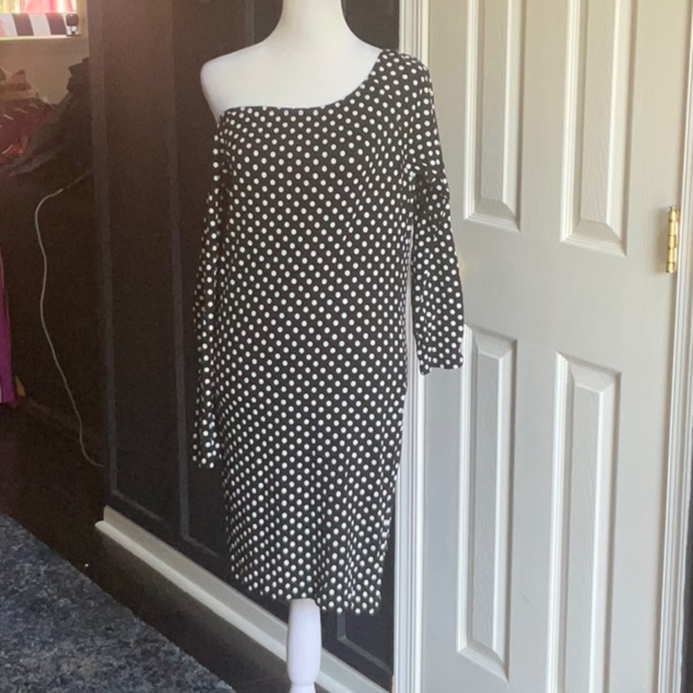Boohoo Black and White One Shoulder Bodycon Dress